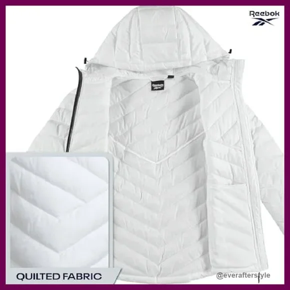 Midweight Quilted Puffer Jacket Full Zip Hooded Winter Coat Chic Versatile